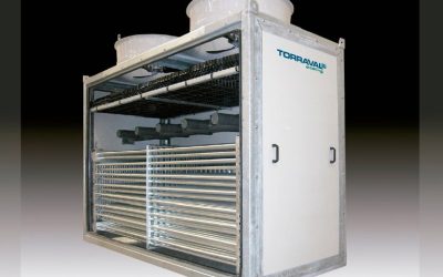 TORRAVAL closed circuit tower in GRP to replace a sheet metal tower